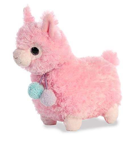 Aurora Llama Drama Plush Toy - 11 Inch Pink Lychee Llama with Pom Pom Collar