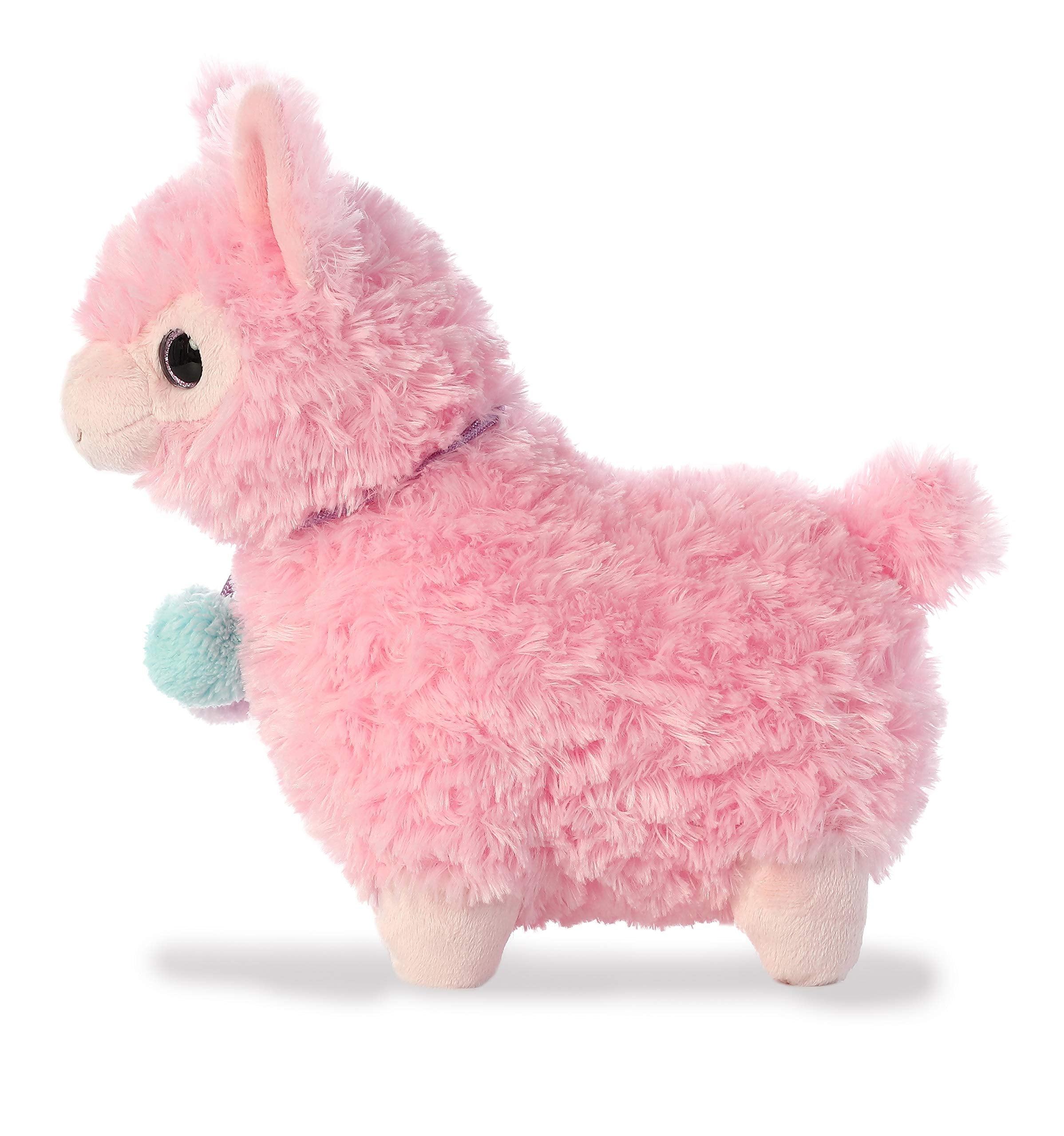Aurora Llama Drama Plush Toy - 11 Inch Pink Lychee Llama with Pom Pom Collar