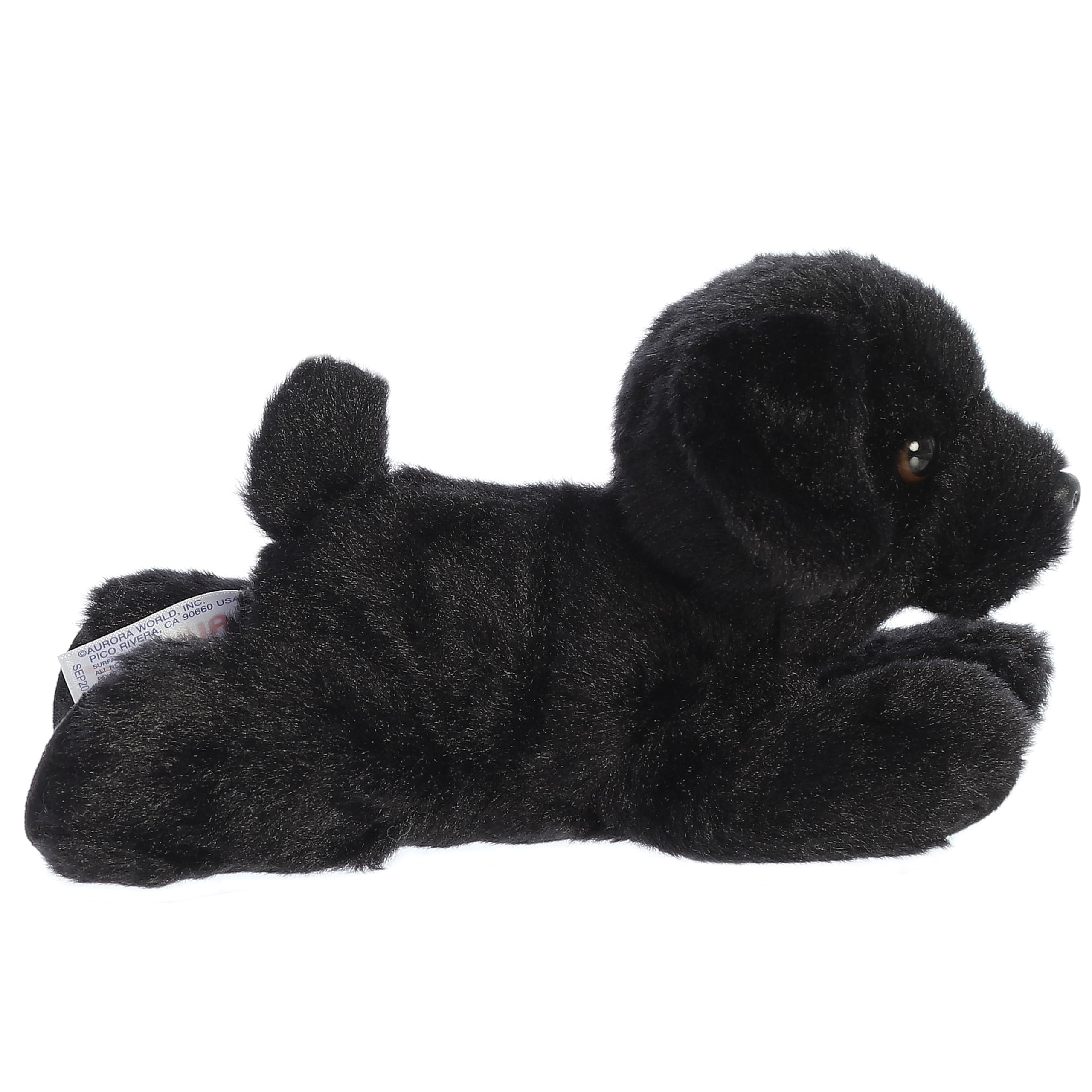 Aurora Mini Flopsie Blackie Stuffed Animal – 8-Inch Black Labrador Plush, Soft and Cuddly