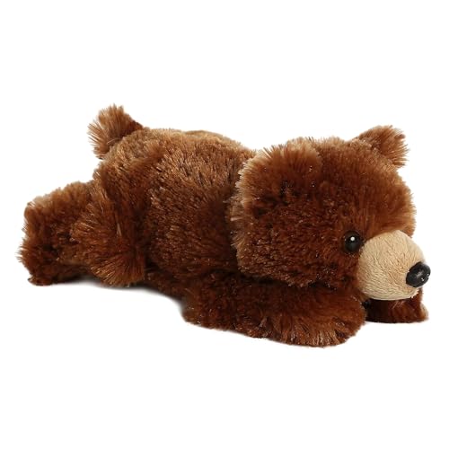 Aurora Mini Flopsie Grizzly Bear – 9-Inch Soft Plush Stuffed Animal, Belly-Down Design for All Ages