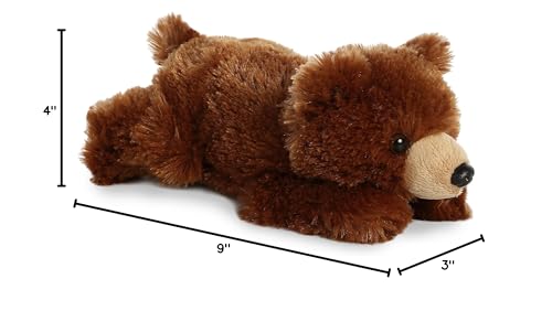 Aurora Mini Flopsie Grizzly Bear – 9-Inch Soft Plush Stuffed Animal, Belly-Down Design for All Ages