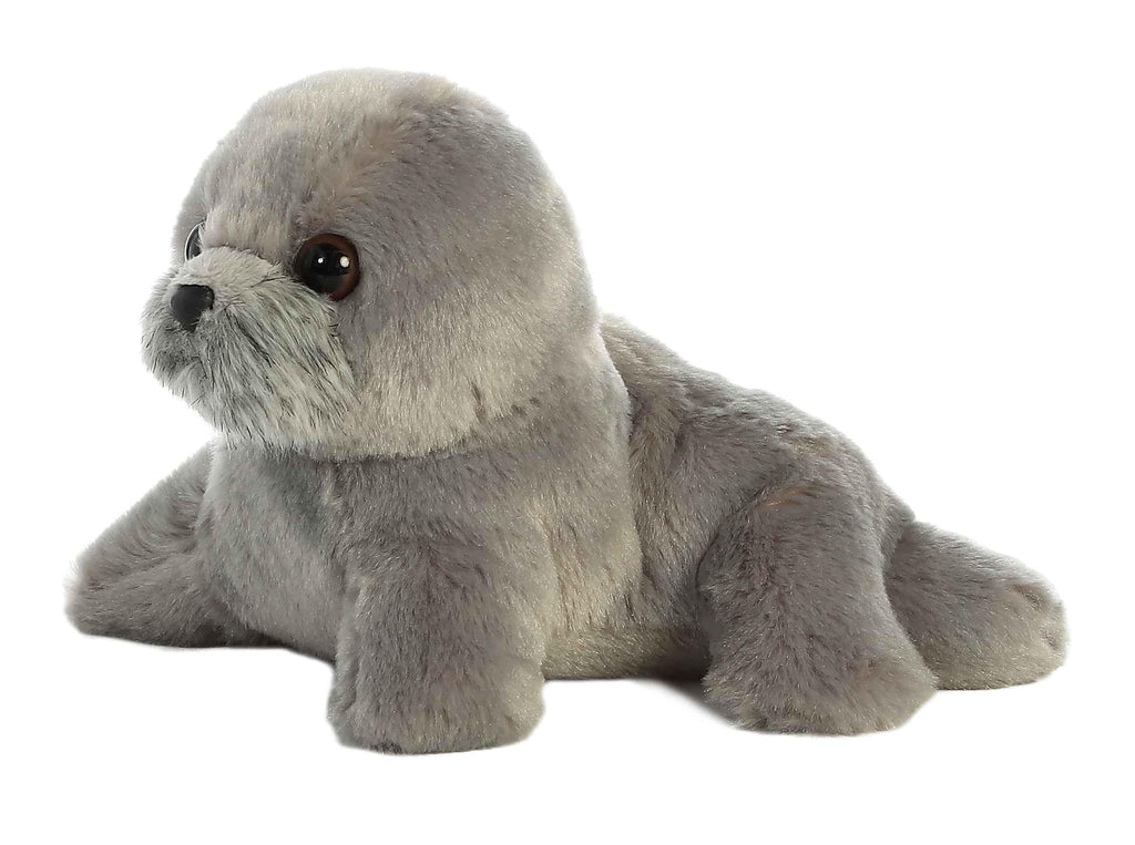 Aurora Mini Flopsie Harpo Seal Stuffed Animal – 7-Inch Soft Gray Plush Toy for Cuddling and Play