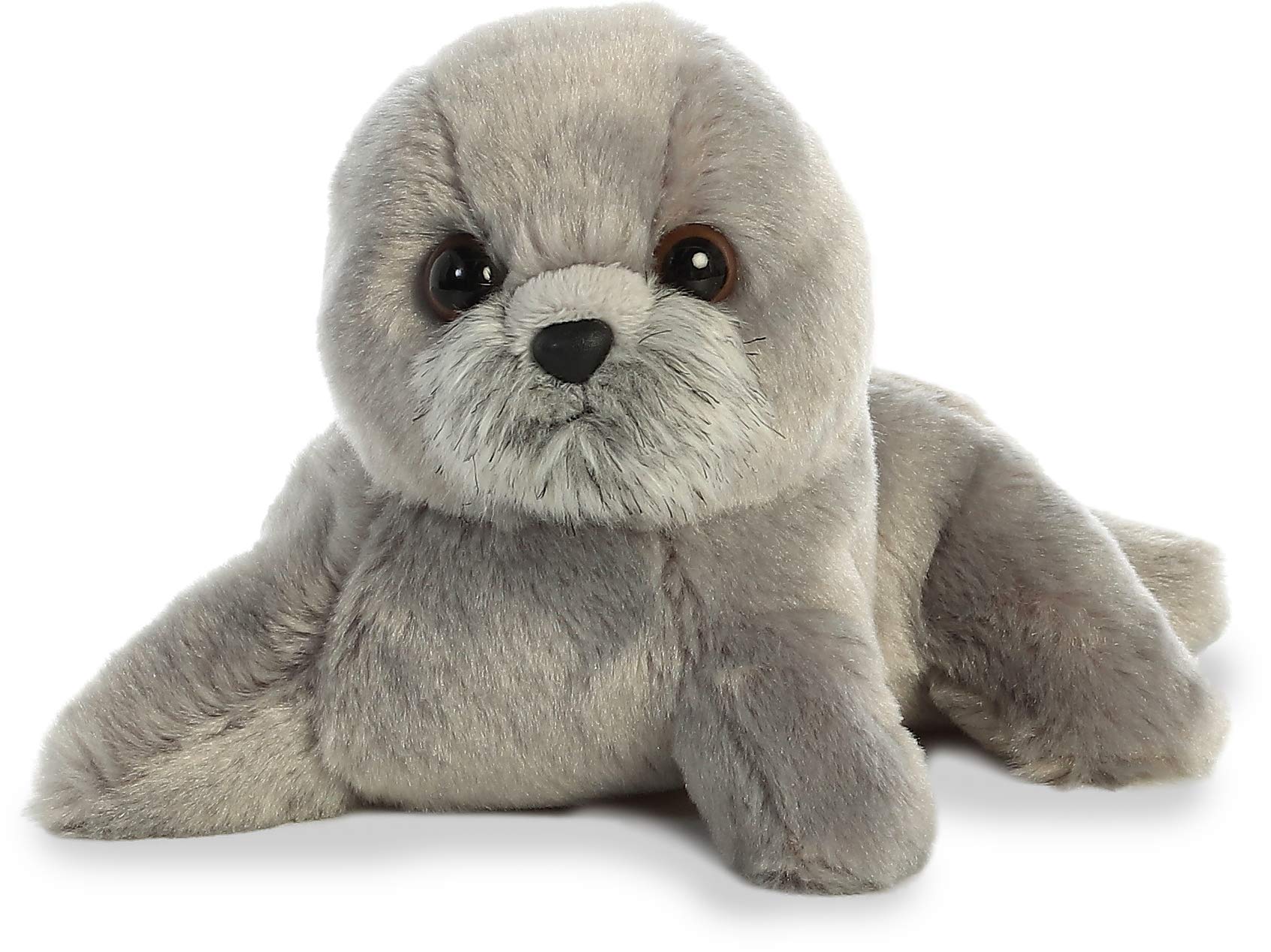 Aurora Mini Flopsie Harpo Seal Stuffed Animal – 7-Inch Soft Gray Plush Toy for Cuddling and Play