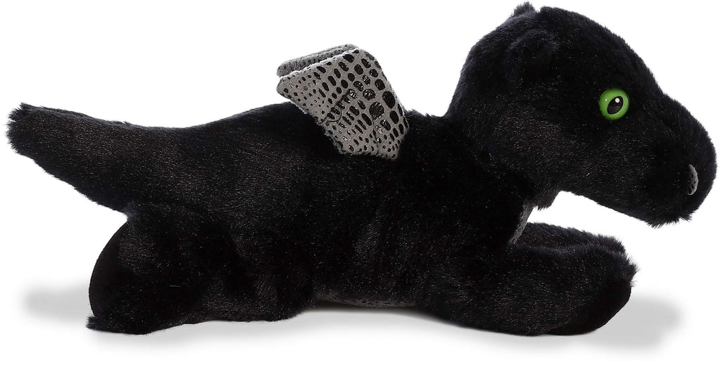 Aurora Mini Flopsie Midnight Dragon Plush – 6x10x4.5 Inch Soft Black Dragon with Green Eyes