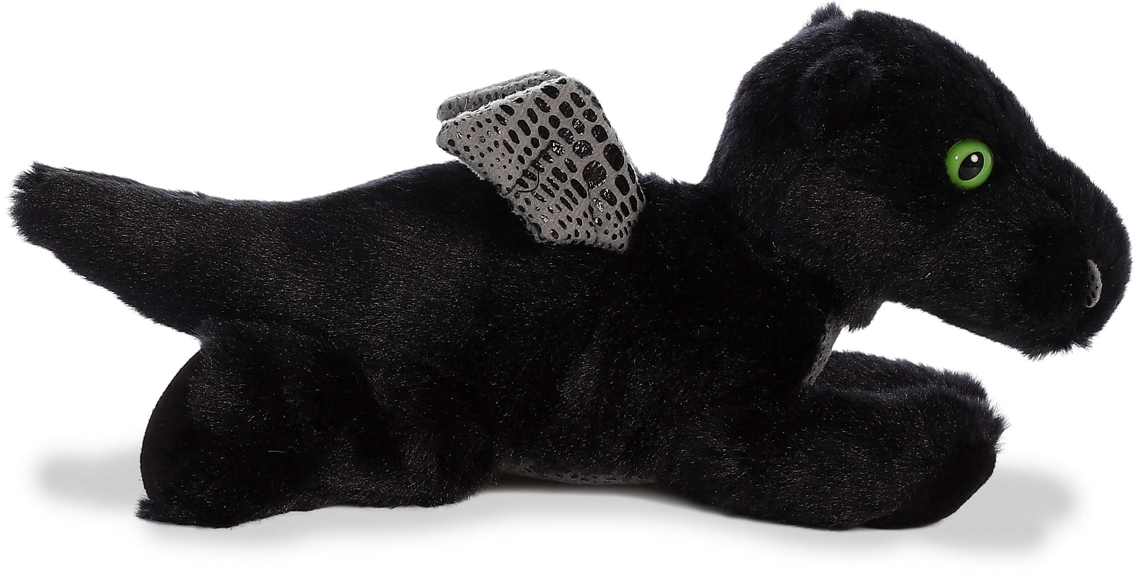 Aurora Mini Flopsie Midnight Dragon Plush – 6x10x4.5 Inch Soft Black Dragon with Green Eyes