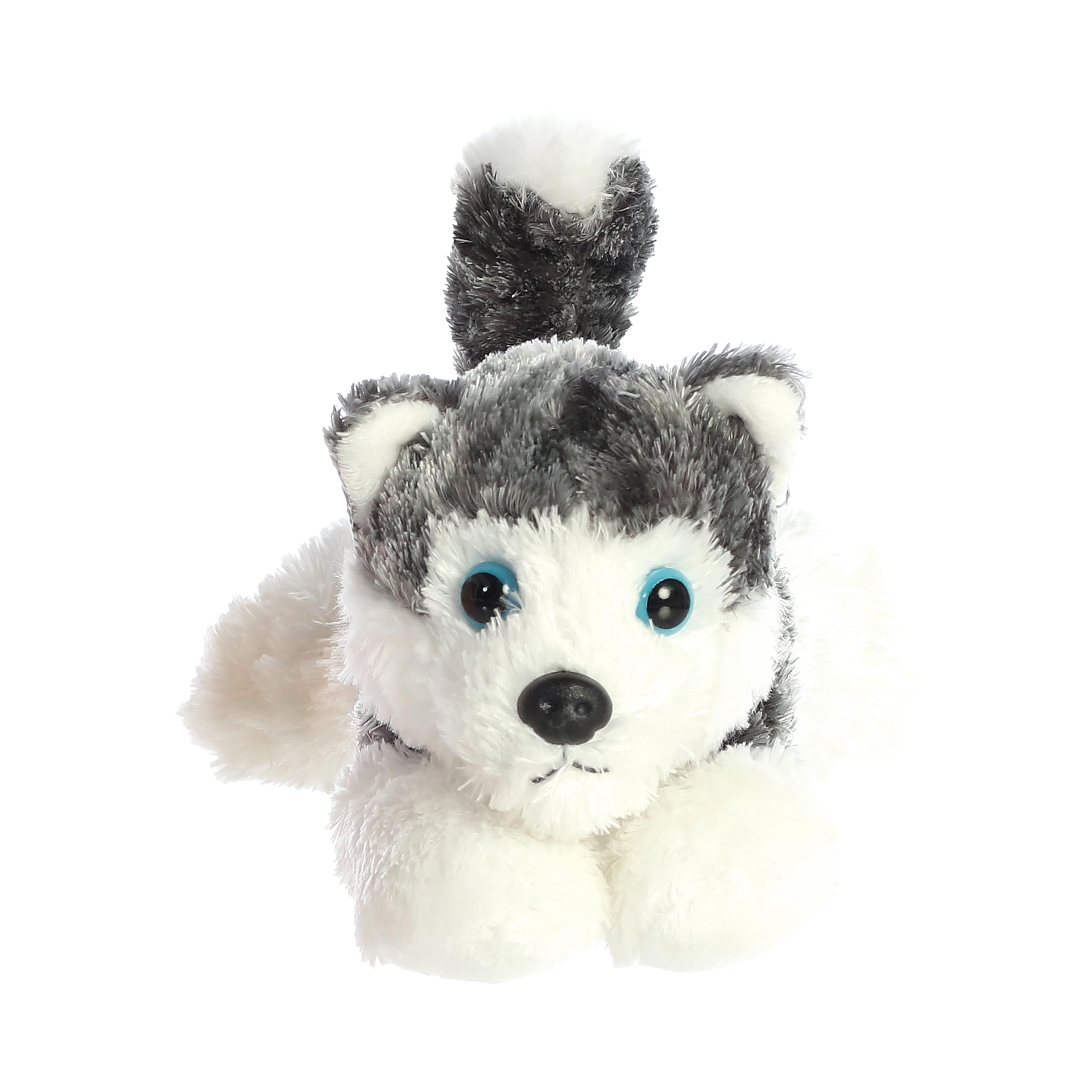 Aurora Mini Flopsie Mush Plush Husky – 8 Inch Soft Cuddly Toy for Kids and Adults, Gray & White