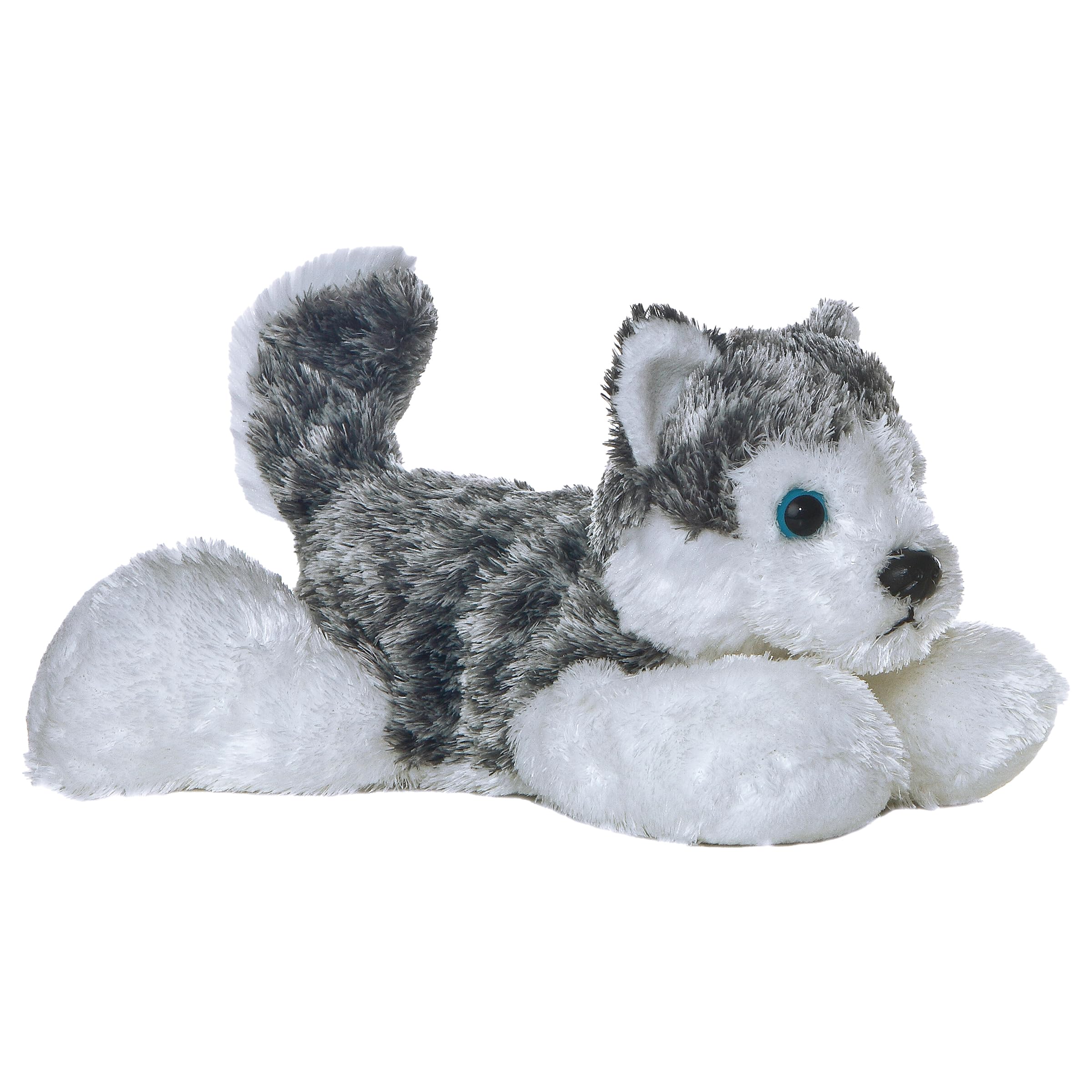 Aurora Mini Flopsie Mush Plush Husky – 8 Inch Soft Cuddly Toy for Kids and Adults, Gray & White