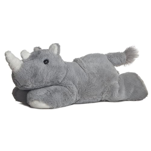 Aurora Mini Flopsie Rhino Stuffed Animal - Soft Gray Plush for Playful Adventures