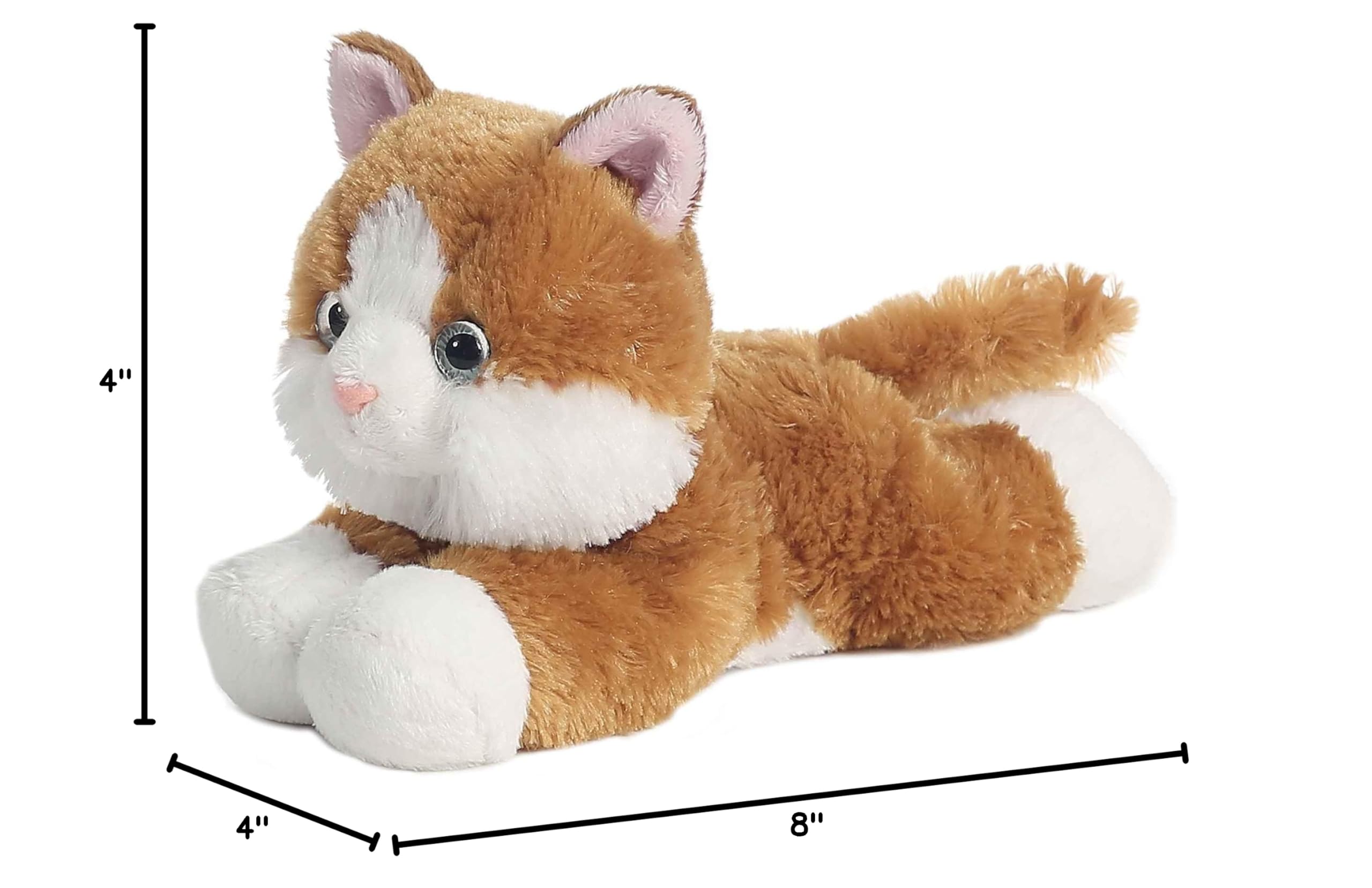 Aurora Mini Flopsie Sunshine Tabby Stuffed Animal – Orange & White Kitten, 8 Inches, Ultra-Soft