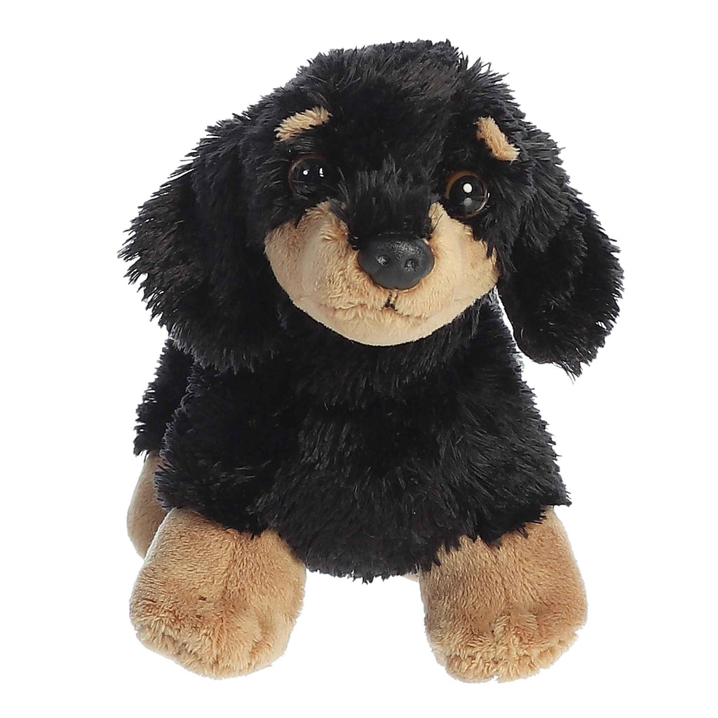 Aurora Mini Flopsie Vienna Dachshund Stuffed Animal - 9 Inch Black Plush for Cuddles and Play