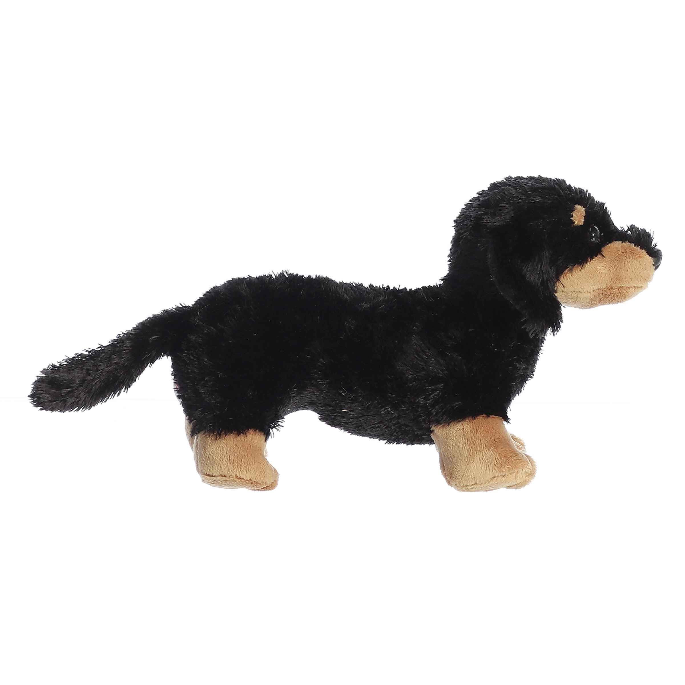 Aurora Mini Flopsie Vienna Dachshund Stuffed Animal - 9 Inch Black Plush for Cuddles and Play