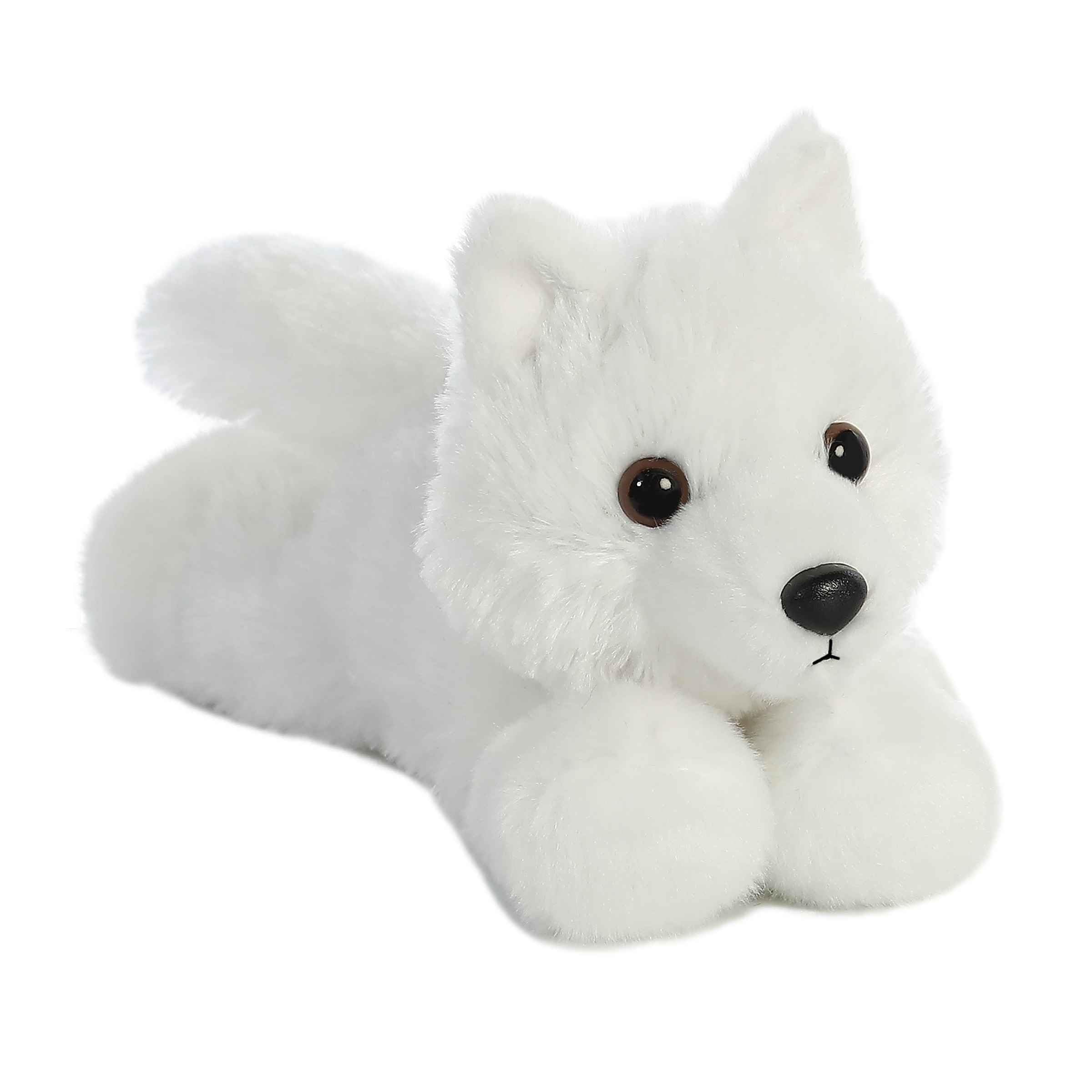 Aurora Mini Flopsie White Wolf Stuffed Animal, 9-Inch Soft Plush for Cuddling and Play