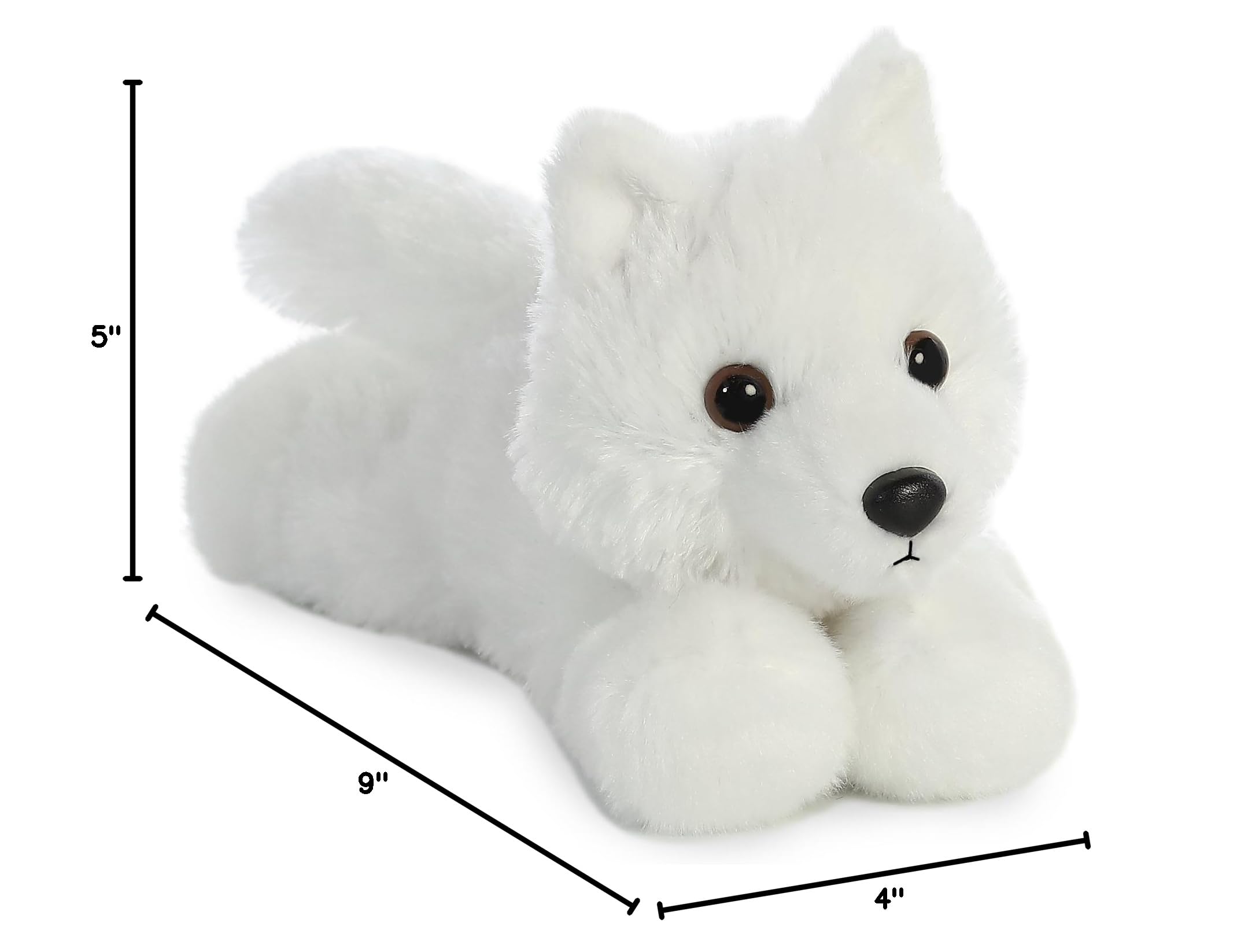 Aurora Mini Flopsie White Wolf Stuffed Animal, 9-Inch Soft Plush for Cuddling and Play