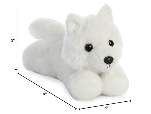 Aurora Mini Flopsie White Wolf Stuffed Animal, 9-Inch Soft Plush for Cuddling and Play