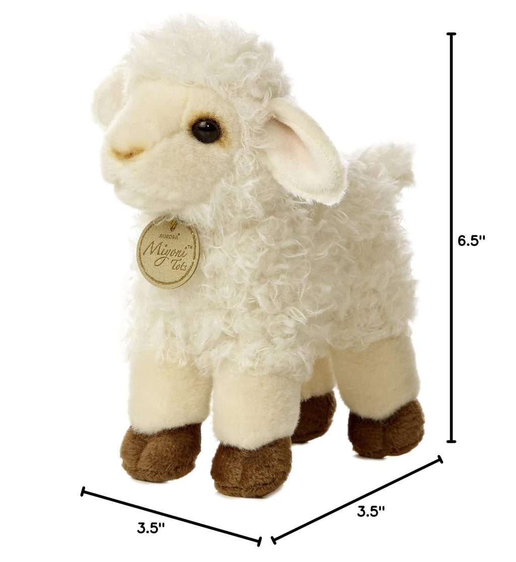 Aurora Miyoni Tots Baby Lamb Stuffed Animal – 7-Inch Hand-Stitched White Plush with Realistic Details