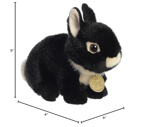 Aurora Miyoni Tots Netherland Dwarf Bunny - Hand-Stitched Black Stuffed Animal, 7.5 Inches
