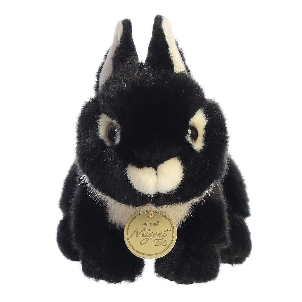 Aurora Miyoni Tots Netherland Dwarf Bunny - Hand-Stitched Black Stuffed Animal, 7.5 Inches