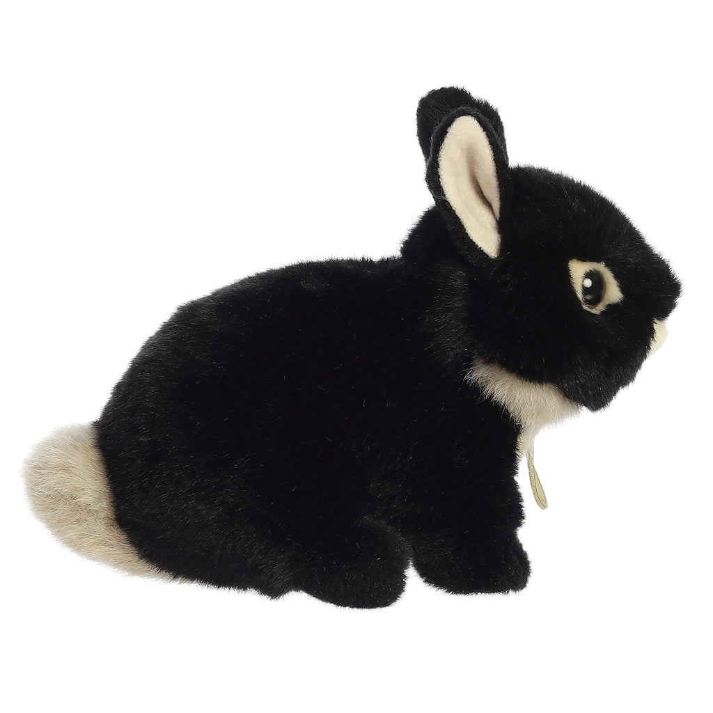 Aurora Miyoni Tots Netherland Dwarf Bunny - Hand-Stitched Black Stuffed Animal, 7.5 Inches