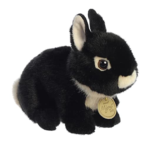 Aurora Miyoni Tots Netherland Dwarf Bunny - Hand-Stitched Black Stuffed Animal, 7.5 Inches