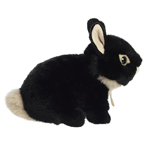 Aurora Miyoni Tots Netherland Dwarf Bunny - Hand-Stitched Black Stuffed Animal, 7.5 Inches