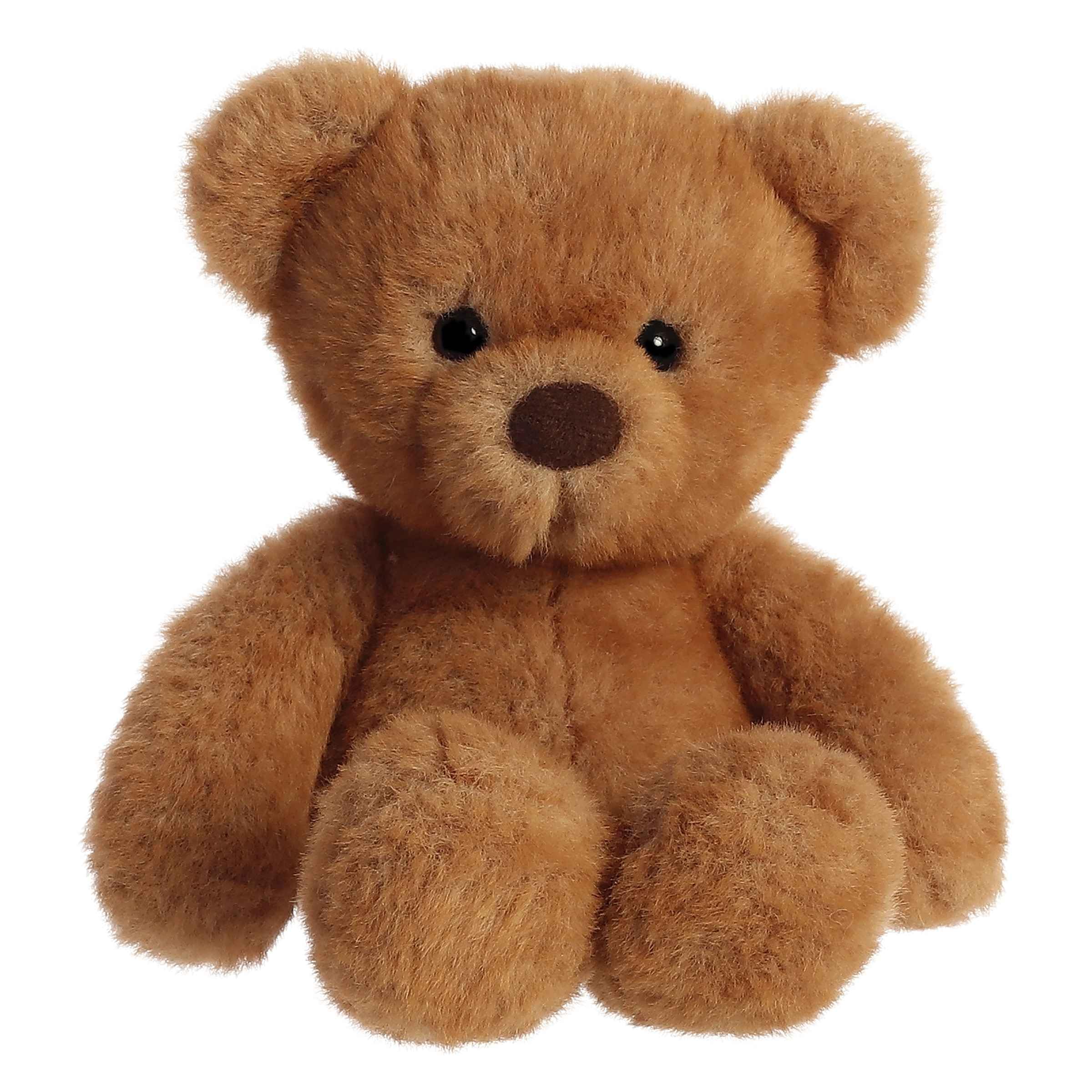 Aurora Snuggly Softie Bear Plush - 9-Inch Brown Stuffed Animal with Lock-Washer Eyes and Bean Pellets