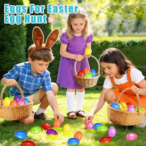 AuroTops 61 Pcs Plastic Easter Eggs Bulk - 2.3" Fillable Eggs in 9 Colors Plus Golden Egg for Hunts, Baskets, and Party Favors