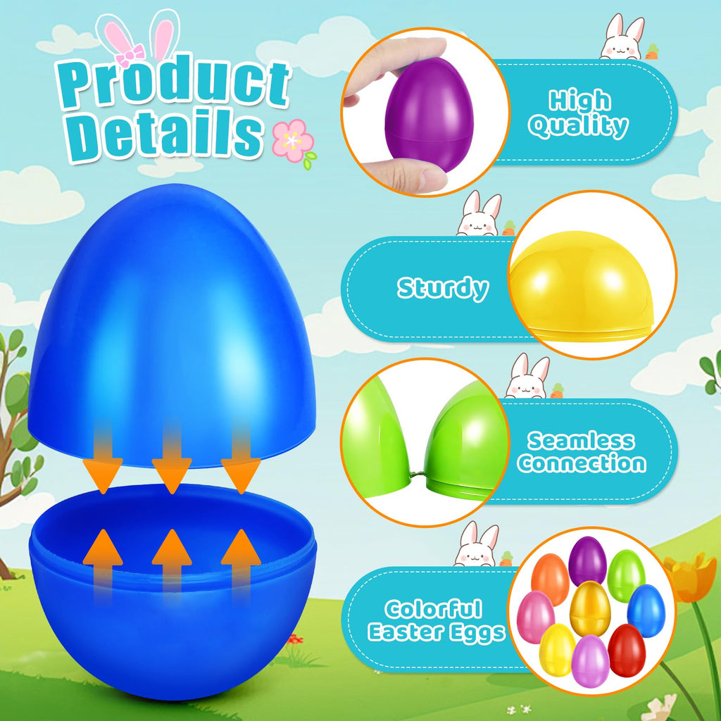 AuroTops 61 Pcs Plastic Easter Eggs Bulk - 2.3" Fillable Eggs in 9 Colors Plus Golden Egg for Hunts, Baskets, and Party Favors