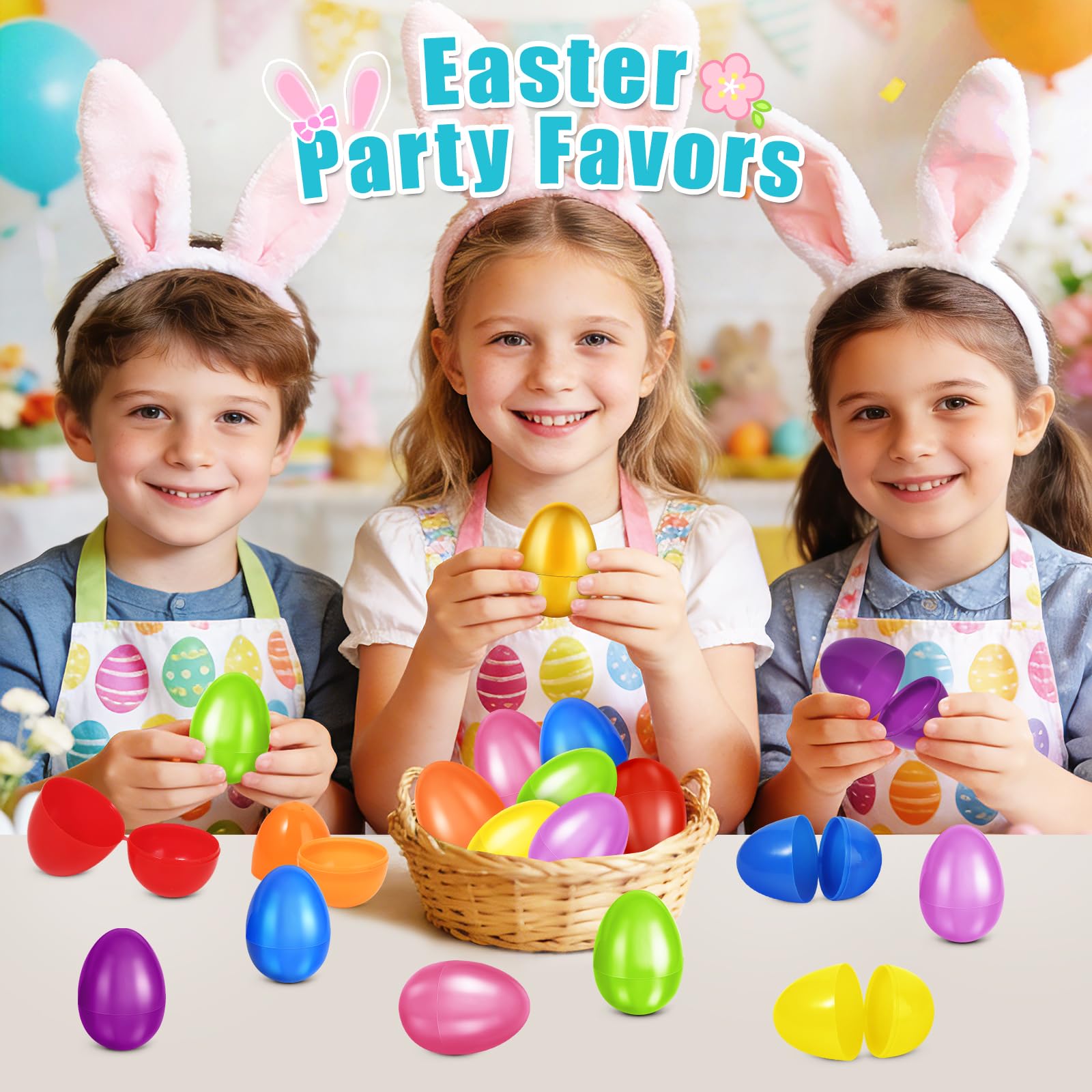 AuroTops 61 Pcs Plastic Easter Eggs Bulk - 2.3" Fillable Eggs in 9 Colors Plus Golden Egg for Hunts, Baskets, and Party Favors