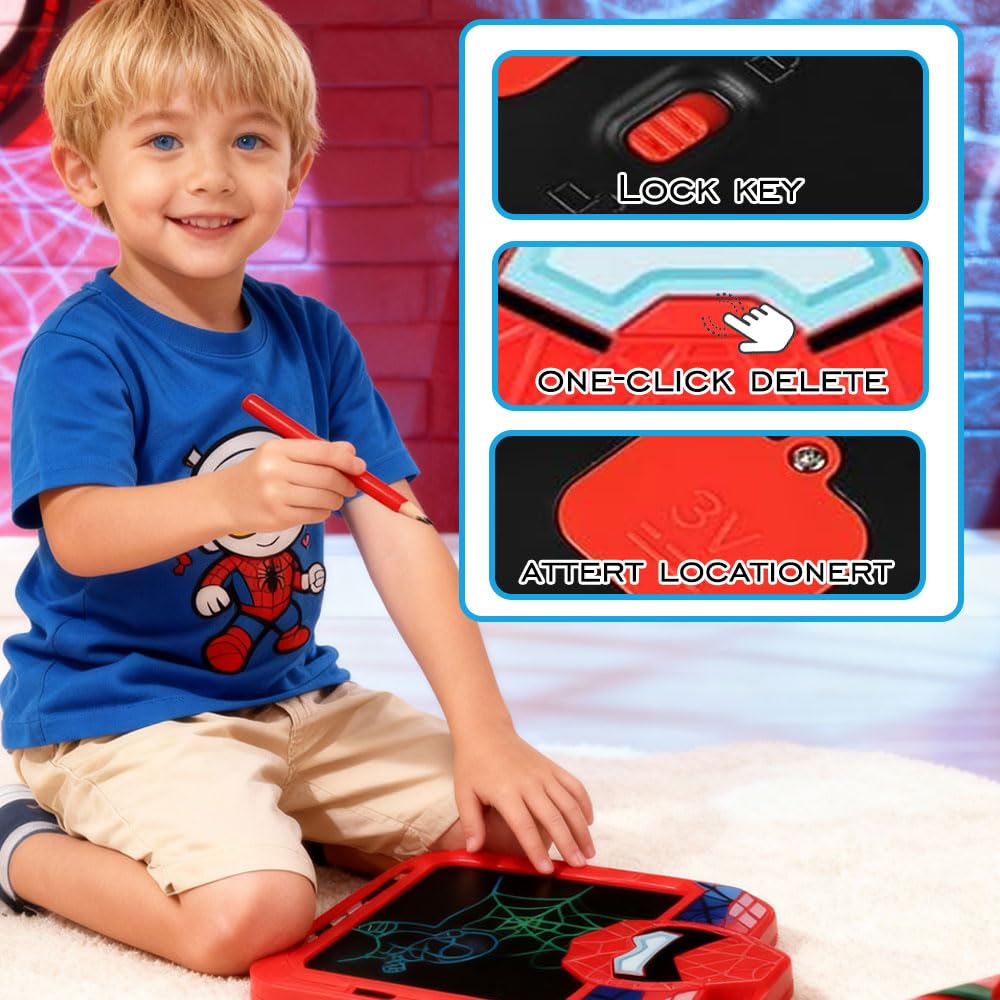 AURXONS 10-Inch Hero Warrior LCD Writing Tablet for Kids – Colorful Doodle Board with Erasable Screen