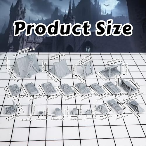AUSPDICE 21-Piece Unpainted Camp Terrain Set for DND and Tabletop RPGs