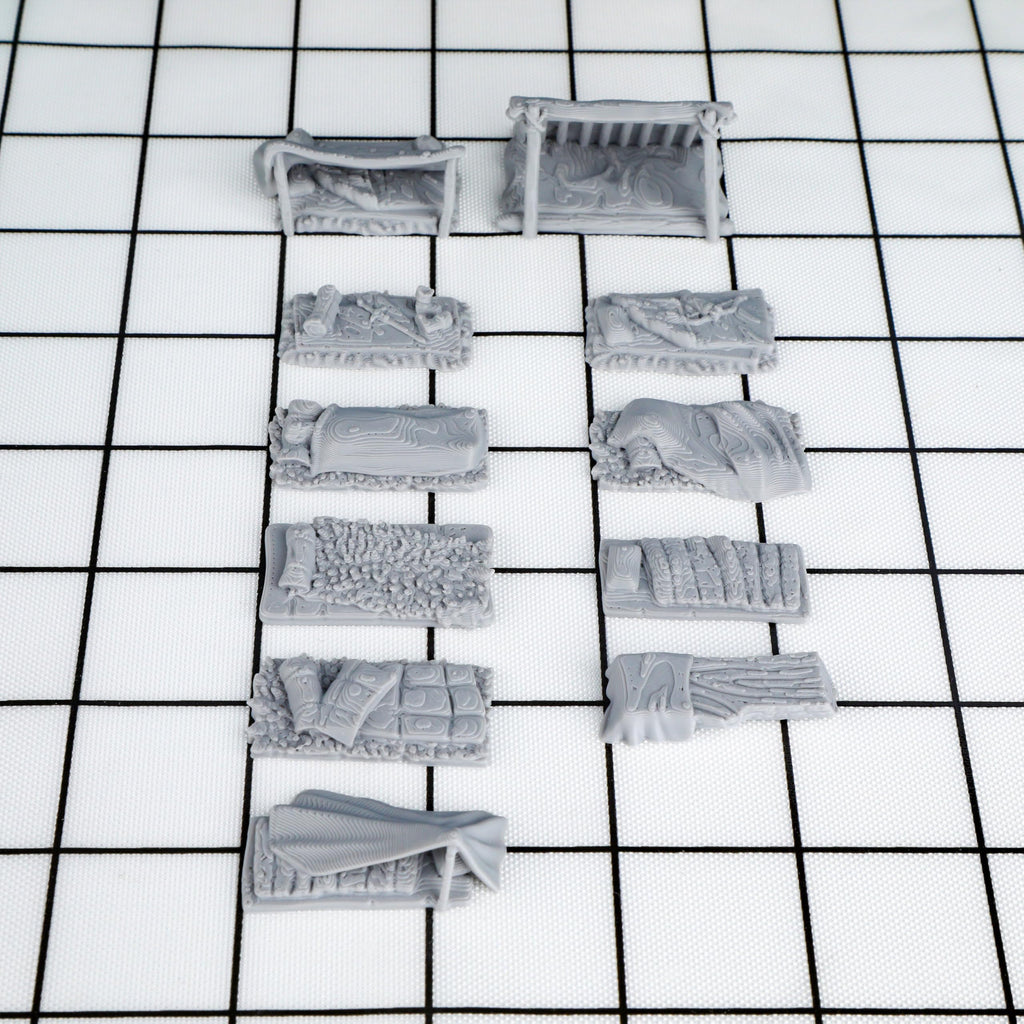 AUSPDICE 21-Piece Unpainted Camp Terrain Set for DND and Tabletop RPGs
