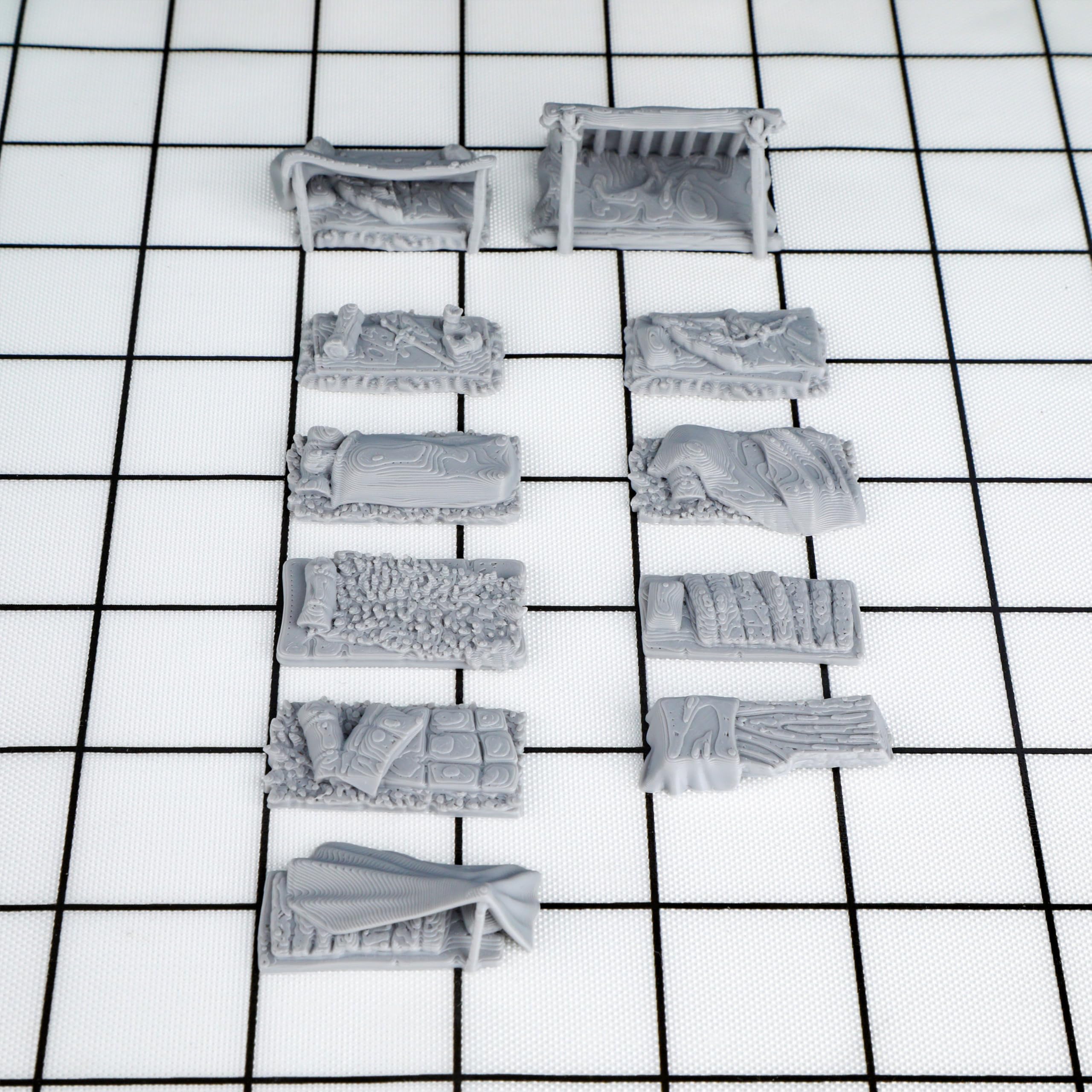 AUSPDICE 21-Piece Unpainted Camp Terrain Set for DND and Tabletop RPGs