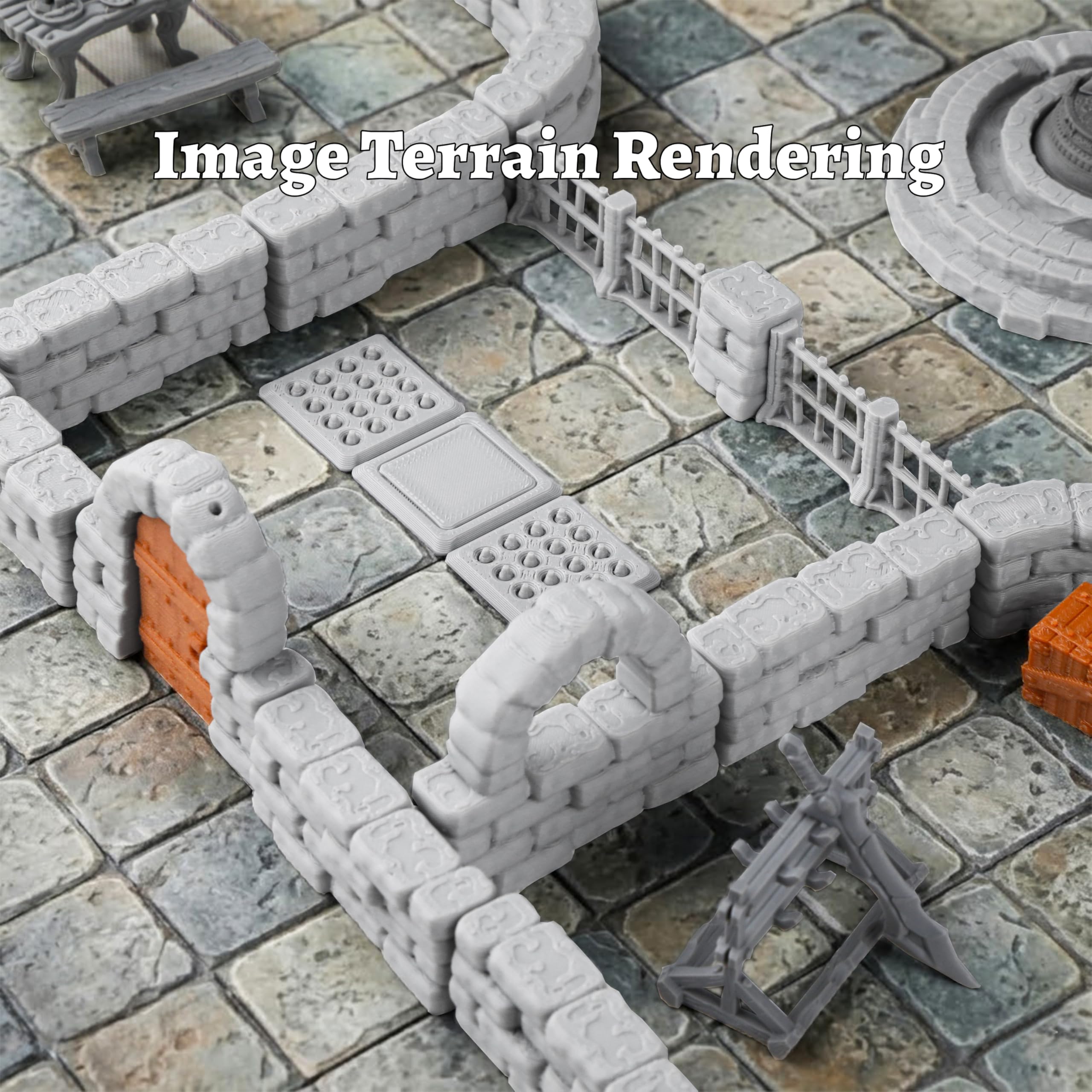 AUSPDICE Dungeon Walls Expansion Pack 2 - 40-Piece Modular Terrain Set for Tabletop RPGs (28mm Scale)