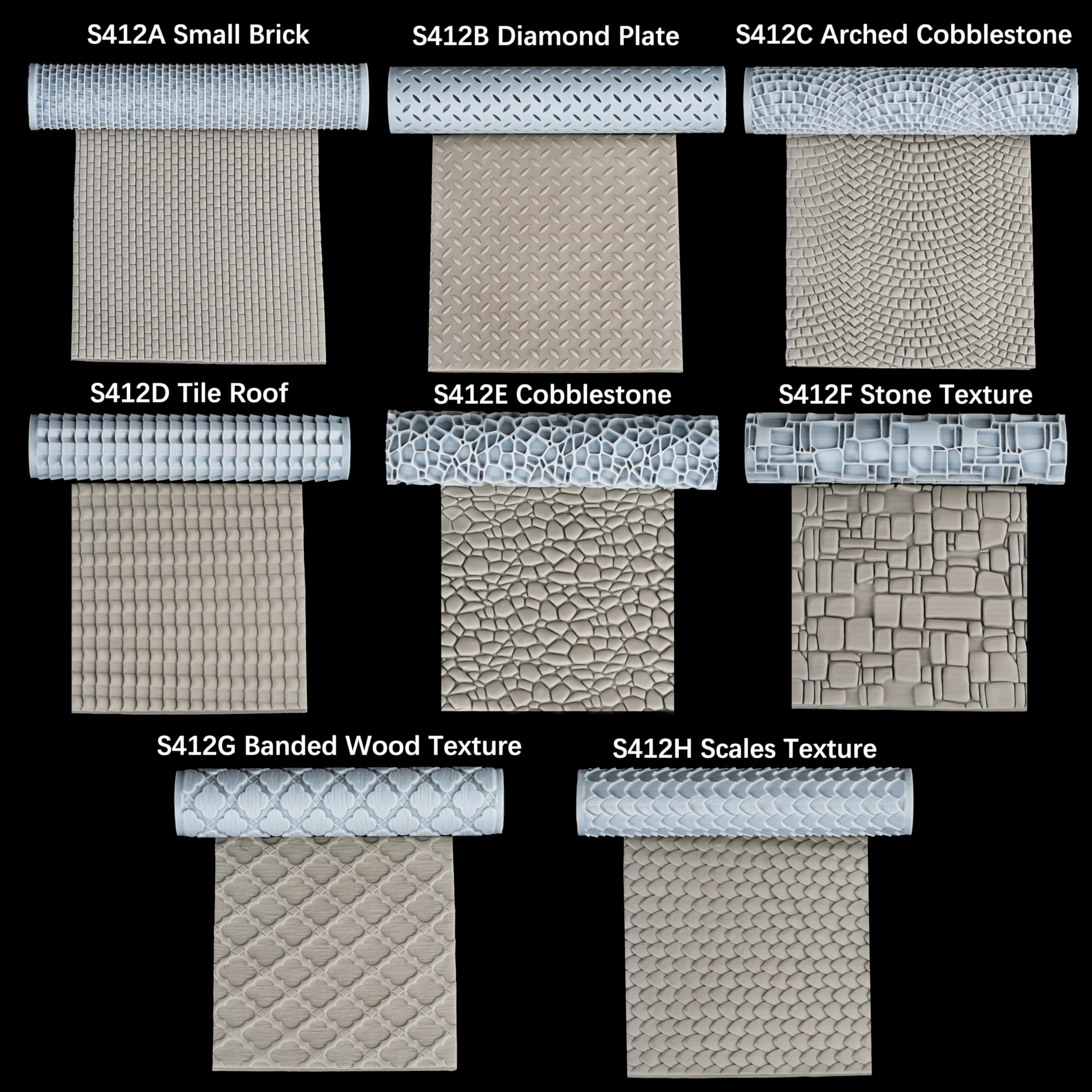AUSPDICE Texture Roller Set – 16 Unique Patterns for RPG Terrain and Miniatures – Skull S411-D