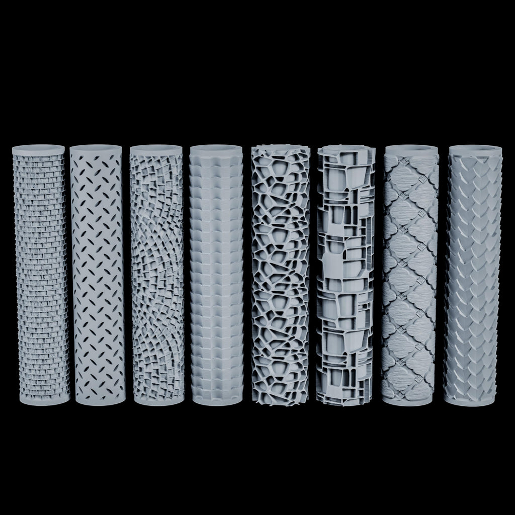 AUSPDICE Texture Roller Set – 16 Unique Patterns for RPG Terrain and Miniatures – Skull S411-D