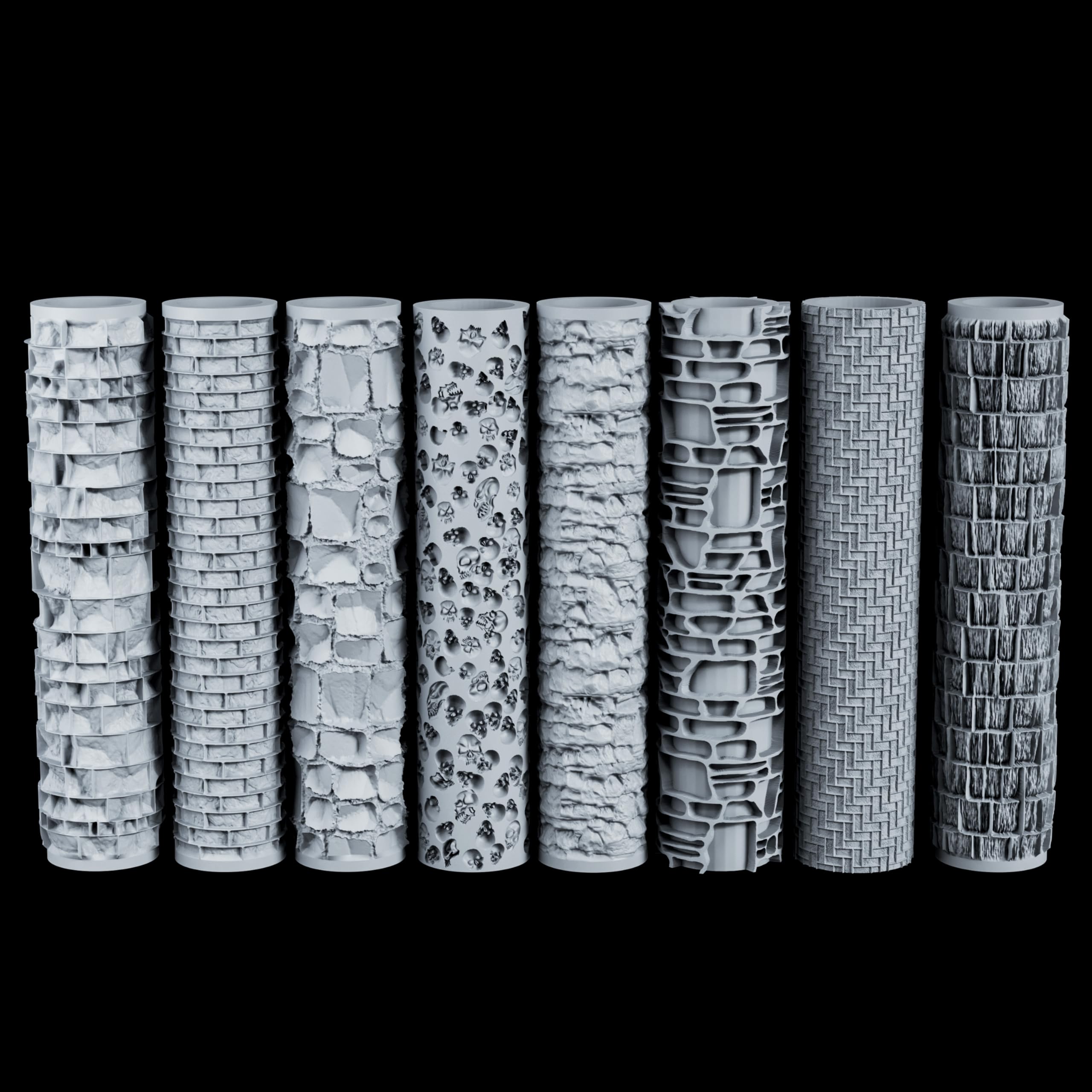 AUSPDICE Texture Roller Set – 16 Unique Patterns for RPG Terrain and Miniatures – Skull S411-D