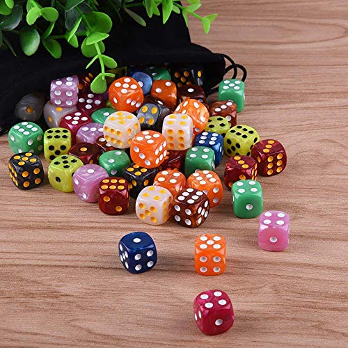 AUSTOR 100-Piece 6-Sided Dice Set – 10 Pearl Colors, Rounded Edges, Velvet Pouch for Tenzi, Farkle, Yahtzee, Bunco & Math