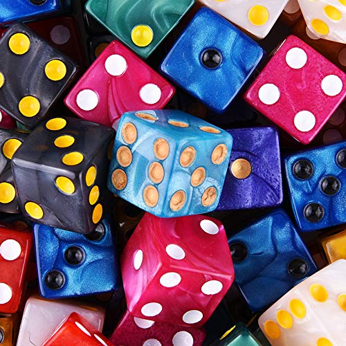 AUSTOR 100-Piece Pearl Color Dice Set – 16mm Standard Dice with Velvet Pouch