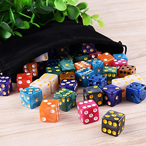 AUSTOR 100-Piece Pearl Color Dice Set – 16mm Standard Dice with Velvet Pouch