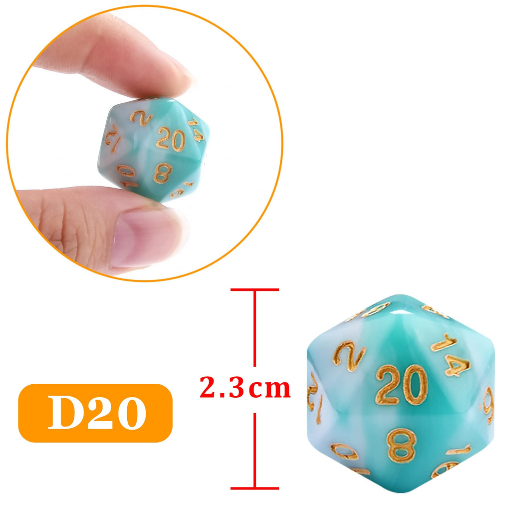 AUSTOR 42-Piece D20 Dice Set – Mixed Colors, Black Velvet Pouch (for D&D, RPG, Table Games)
