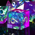 AUSTOR 7-Die Sharp Edge Polyhedral Dice Set – Handmade Resin Dice for D&D RPG MTG (Violet & Blue)