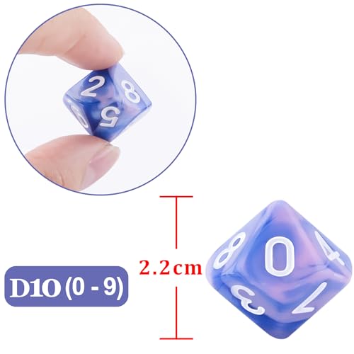 AUSTOR 70-Piece 10-Sided Dice Set – Mixed Colors with Black Velvet Bag