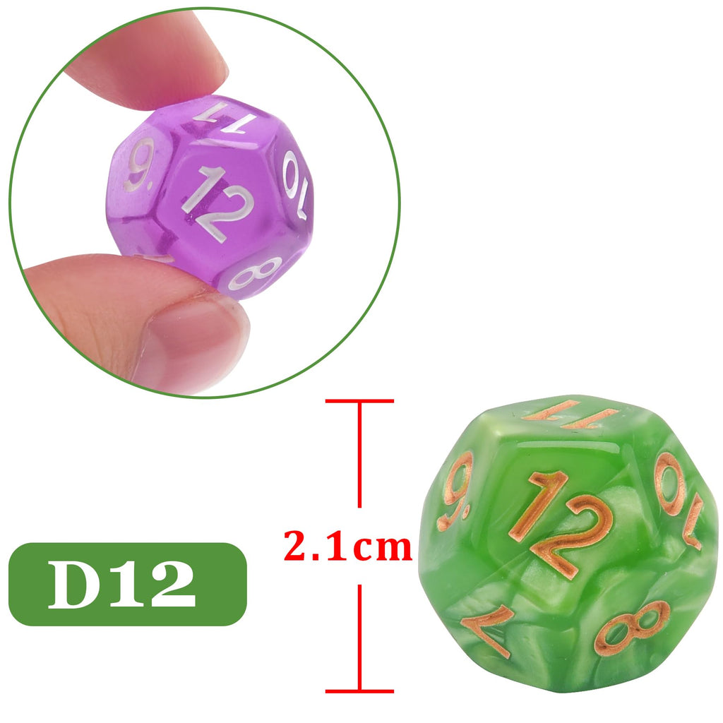 AUSTOR 70-Piece D12 Dice Set – Mixed Colors Polyhedral Dice with Velvet Storage Bag for DND RPG MTG
