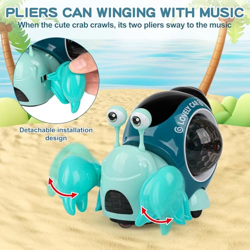AUTOKAKUM Electronic Crab Toy – Crawling Toy with Lights, Music, and Obstacle Avoidance for Toddlers