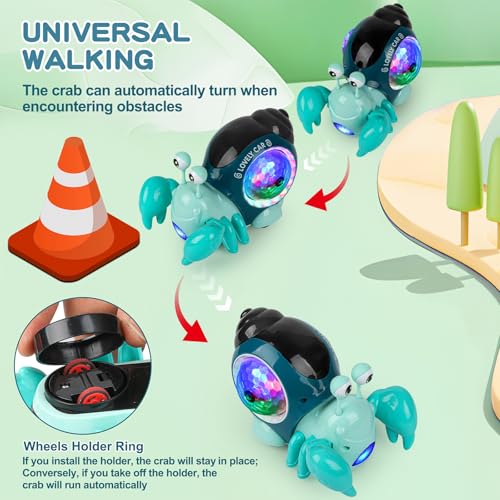 AUTOKAKUM Electronic Crab Toy – Crawling Toy with Lights, Music, and Obstacle Avoidance for Toddlers