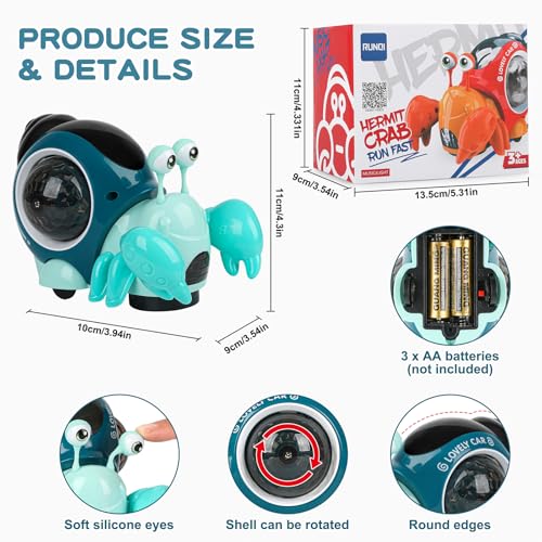 AUTOKAKUM Electronic Crab Toy – Crawling Toy with Lights, Music, and Obstacle Avoidance for Toddlers