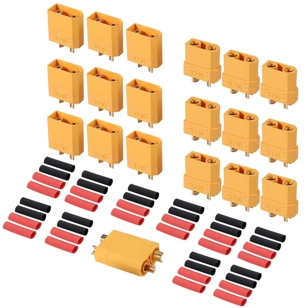 AUTOUTLET 10 Pairs XT90 Male Female Bullet Connectors with Heat Shrink for RC LiPo Batteries
