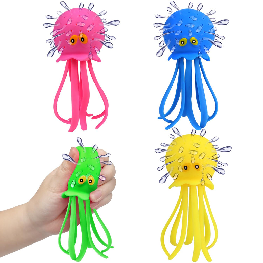 Auvitaya 4-Pack Octopus Water Balls – Sensory Stress Relief Floating Pool Toys for Kids, Toddler Swim & Bath Toys, Goodie Bag Fillers
