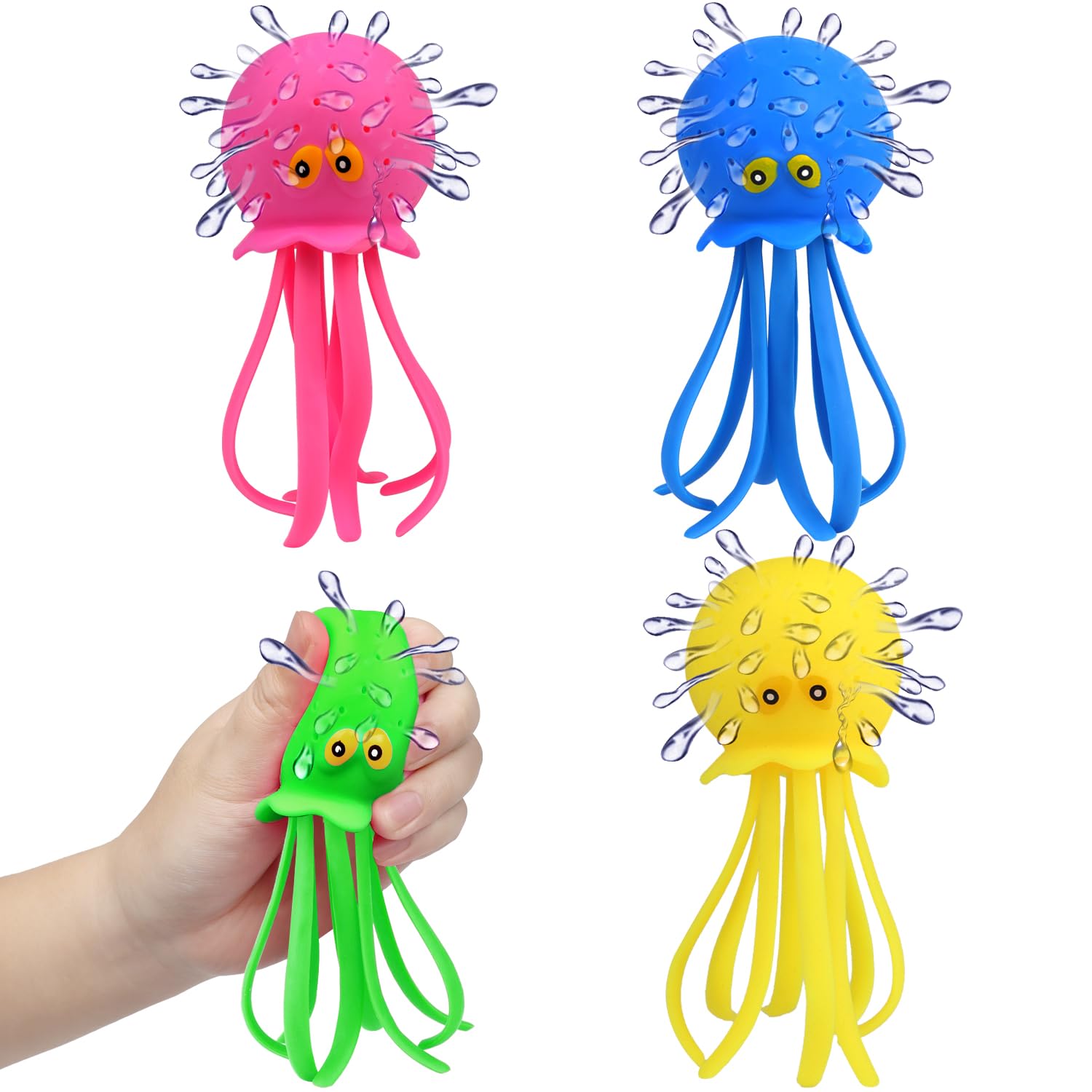 Auvitaya 4-Pack Octopus Water Balls – Sensory Stress Relief Floating Pool Toys for Kids, Toddler Swim & Bath Toys, Goodie Bag Fillers
