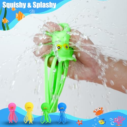 Auvitaya 4-Pack Octopus Water Balls – Sensory Stress Relief Floating Pool Toys for Kids, Toddler Swim & Bath Toys, Goodie Bag Fillers